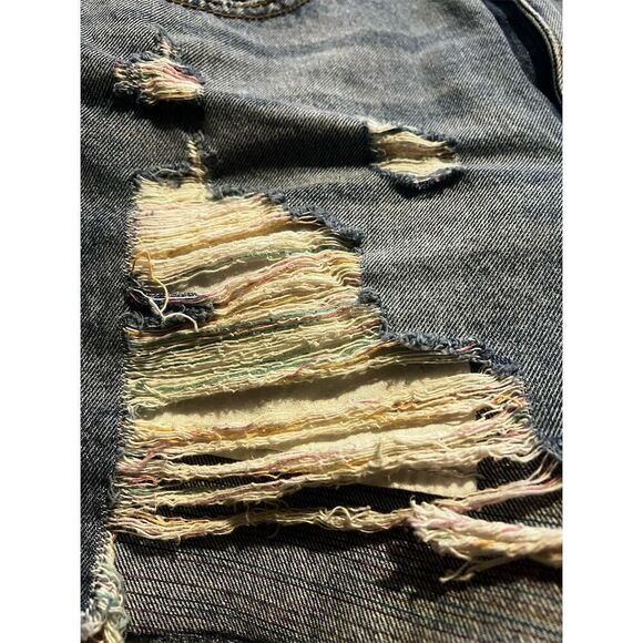Kancan Women's Distressed Denim Cut-Off Shorts Blue Size S rainbow - Picture 11 of 12
